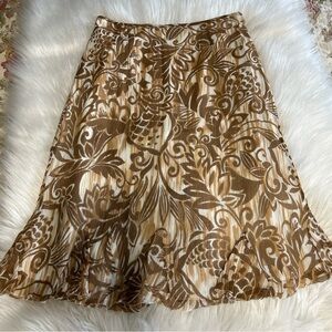 Pendelton Brown Floral Women's Skirt 100% Silk